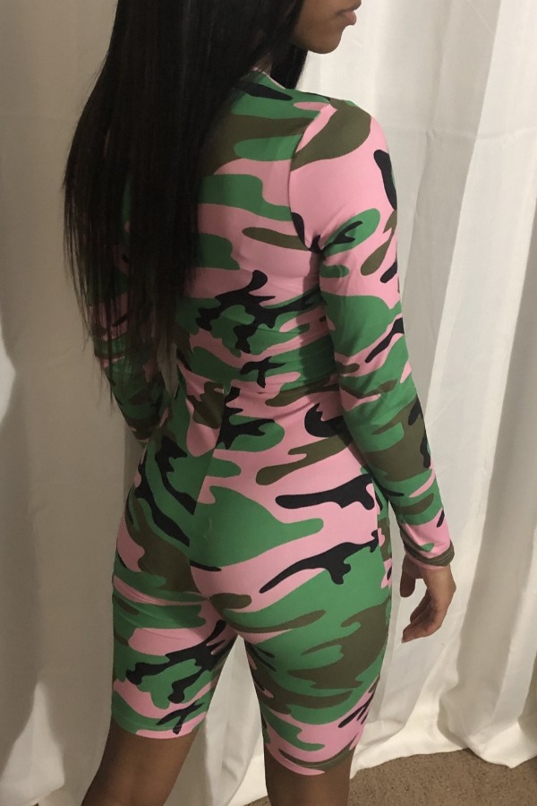 

Lovely Stylish Camo Print Pink One-piece Romper