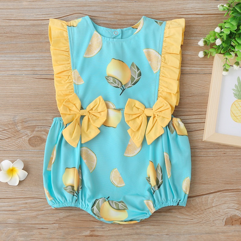 

lovely Sweet Print Baby Blue Girl One-piece Romper