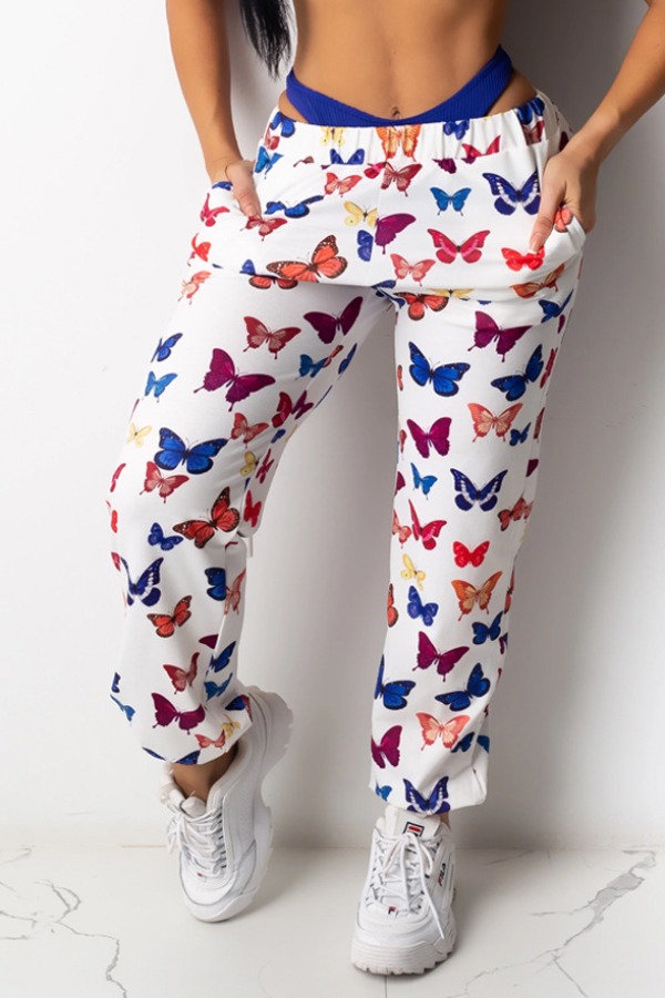

lovely Casual Butterfly Print Multicolor Pants, Multi