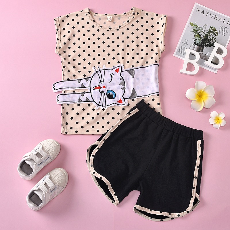 

lovely Trendy Print Black Girl Two-piece Shorts Set