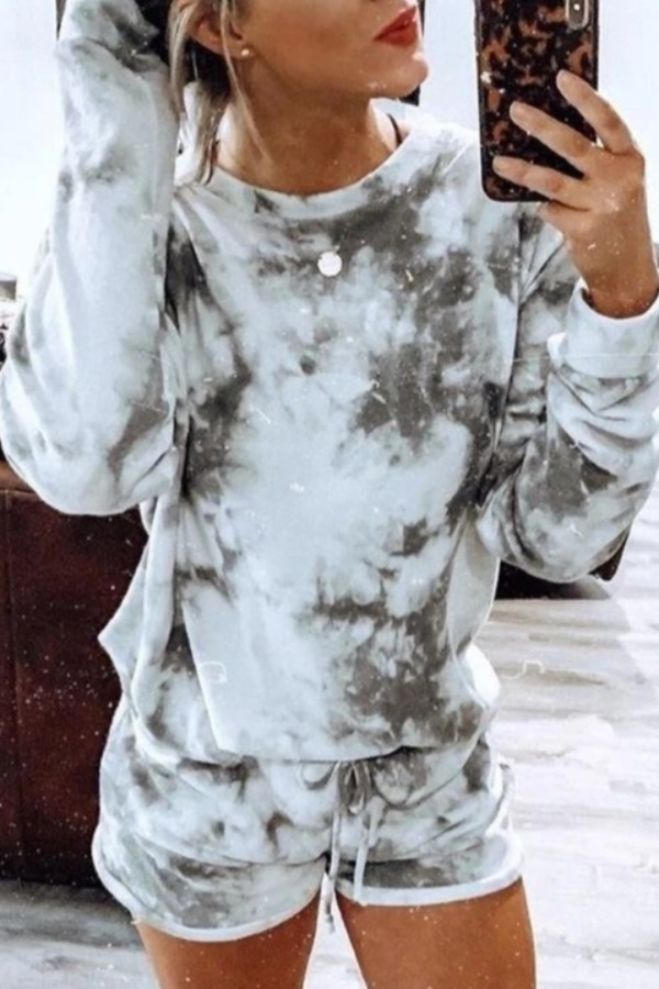 

lovely Leisure O Neck Tie-dye Gradient Sleepwear