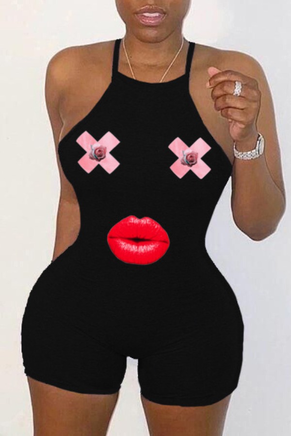 

lovely Casual Print Pink One-piece Romper
