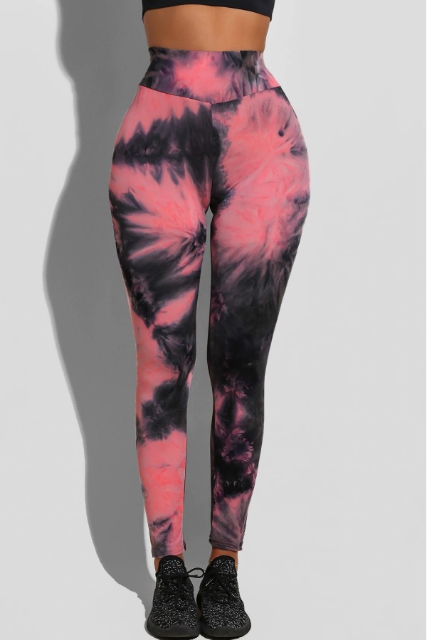 

lovely Casual Tie-dye Pink Pants