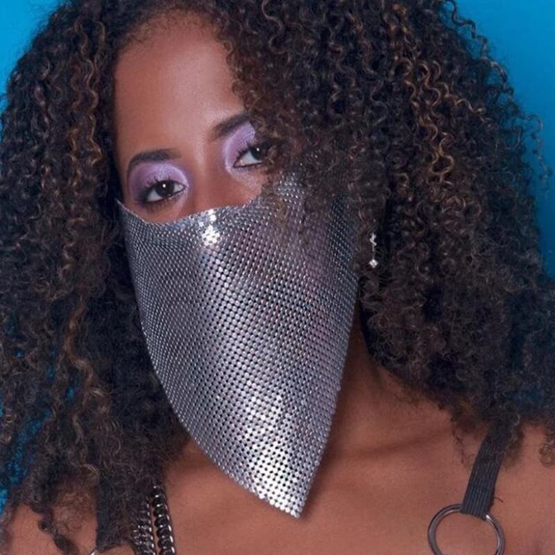 lovely Asymmetrical Silver Face Mask