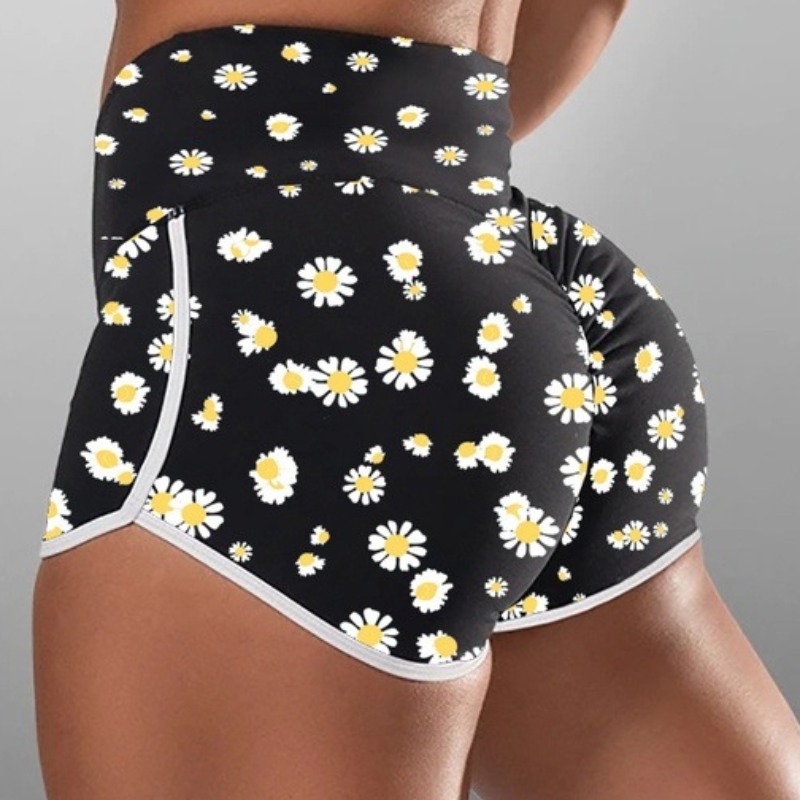 

lovely Sportswear Floral Print Black Shorts