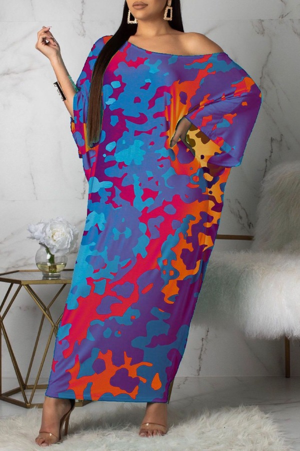 

lovely Casual Print Purple Ankle Length Dress