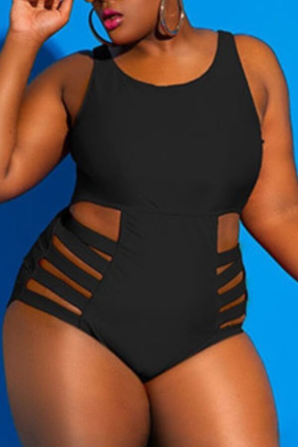 

LW SXY Plus Size Cut-Out Black One-piece Swimsuit