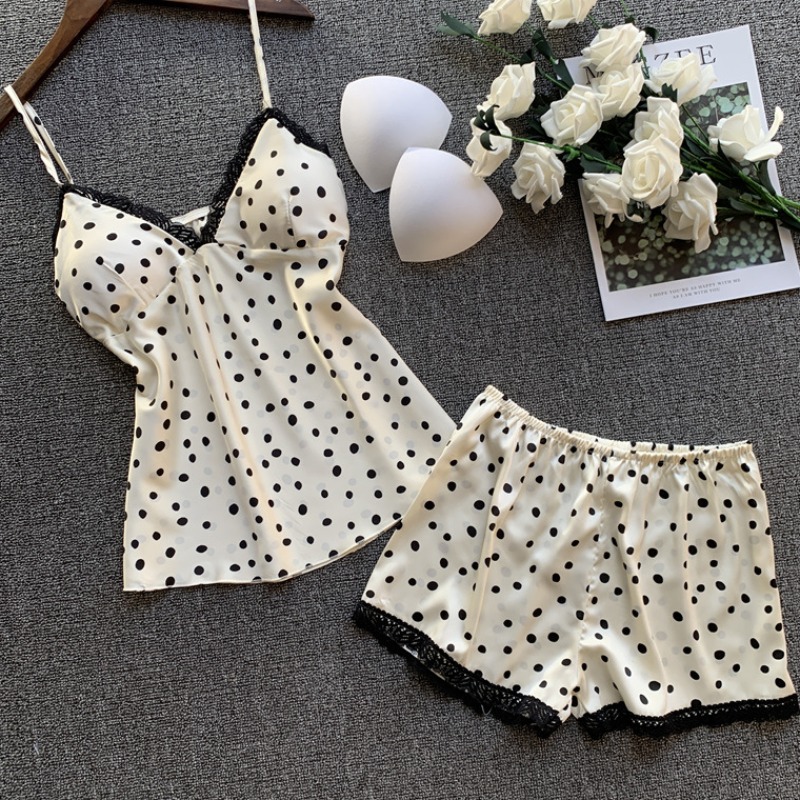 

lovely Leisure Dot Print White Sleepwear