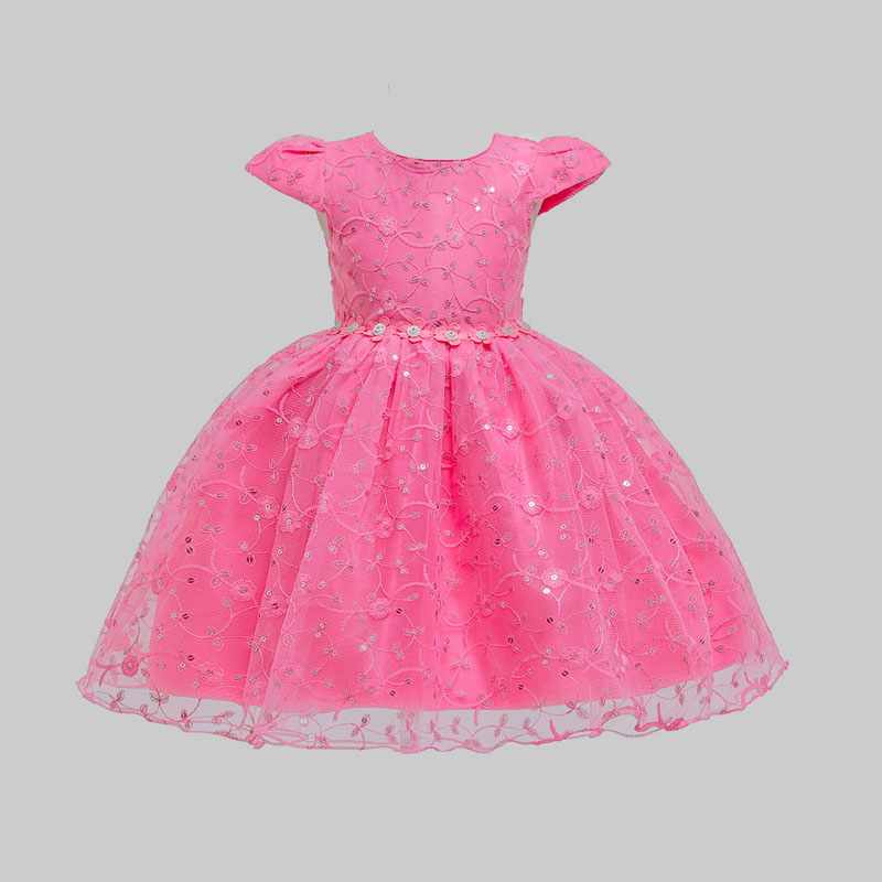

lovely Sweet Fold Design Pink Girl Knee Length Dress