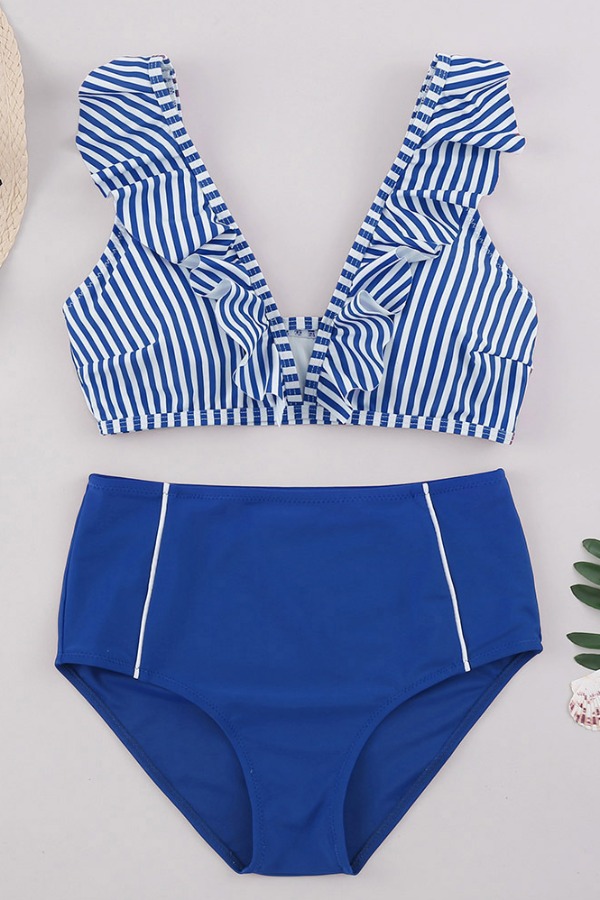 

lovely Striped Blue Two-piece Swimsuit
