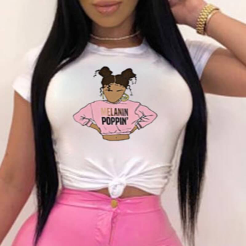 

Lovely Leisure O Neck Print Pink T-shirt