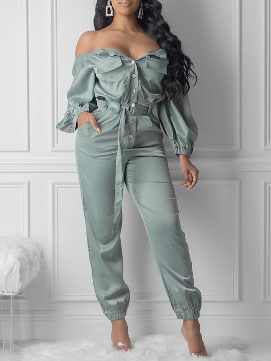 

lovely Casual Buttons Design Green One-piece Jumpsuit