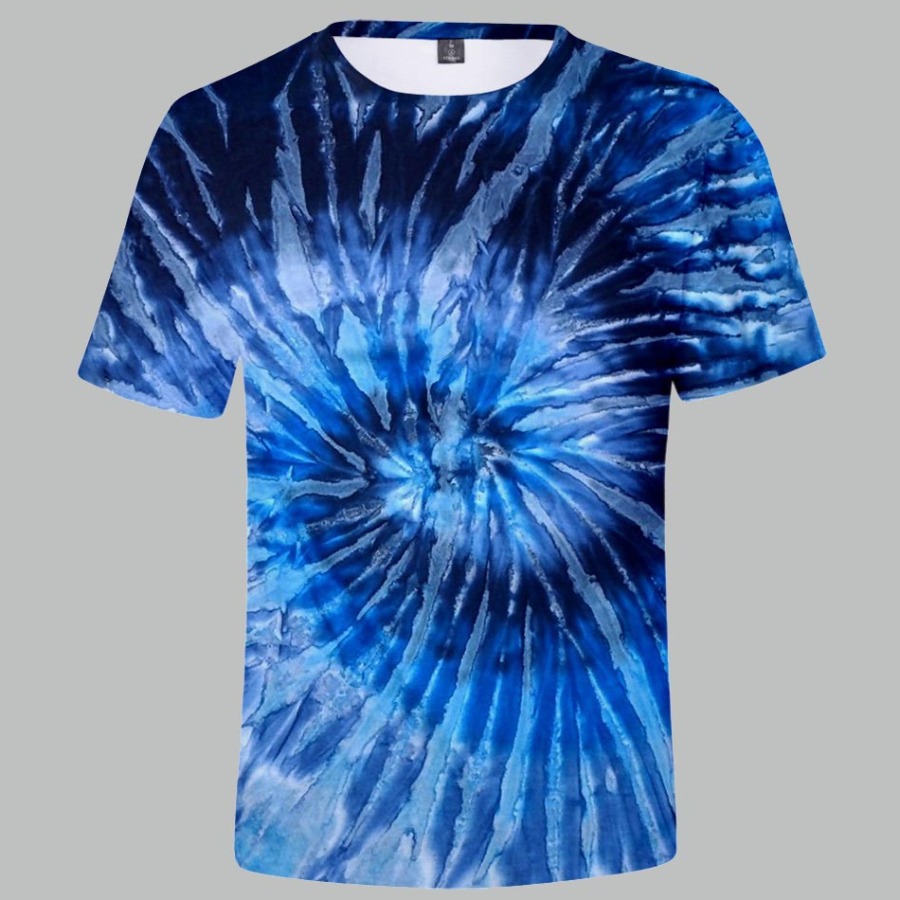 

Lovely Trendy O Neck Tie-dye Blue T-shirt