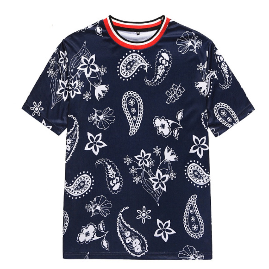 

lovely Bohemian O Neck Print Blue T-shirt