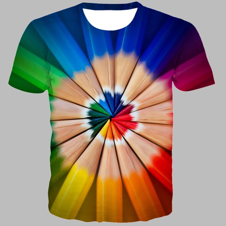 

lovely Casual O Neck Tie-dye Multicolor T-shirt, Multi