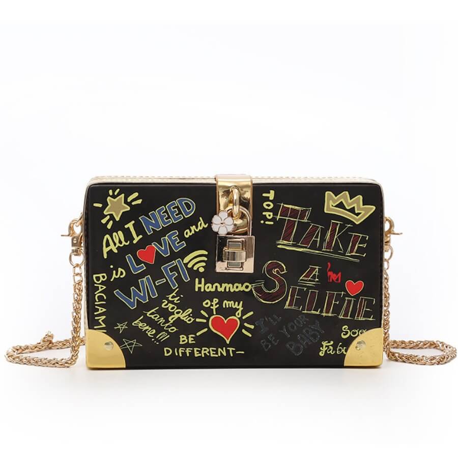 

Lovely Casual Letter Print Black Messenger Bag
