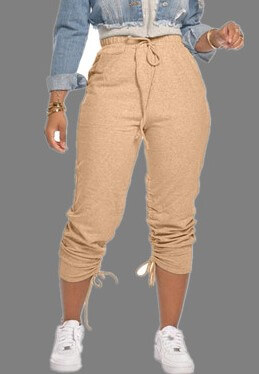 

Lovely Casual Drawstring Khaki Pants