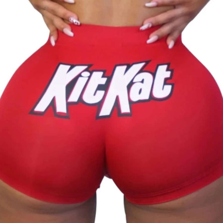 

lovely Sportswear Letter Print Red Shorts