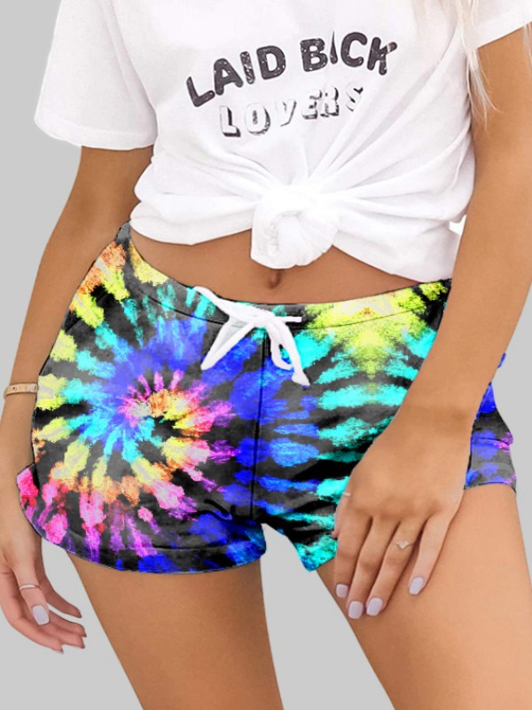 

lovely Street Tie-dye Multicolor Plus Size Shorts, Multi