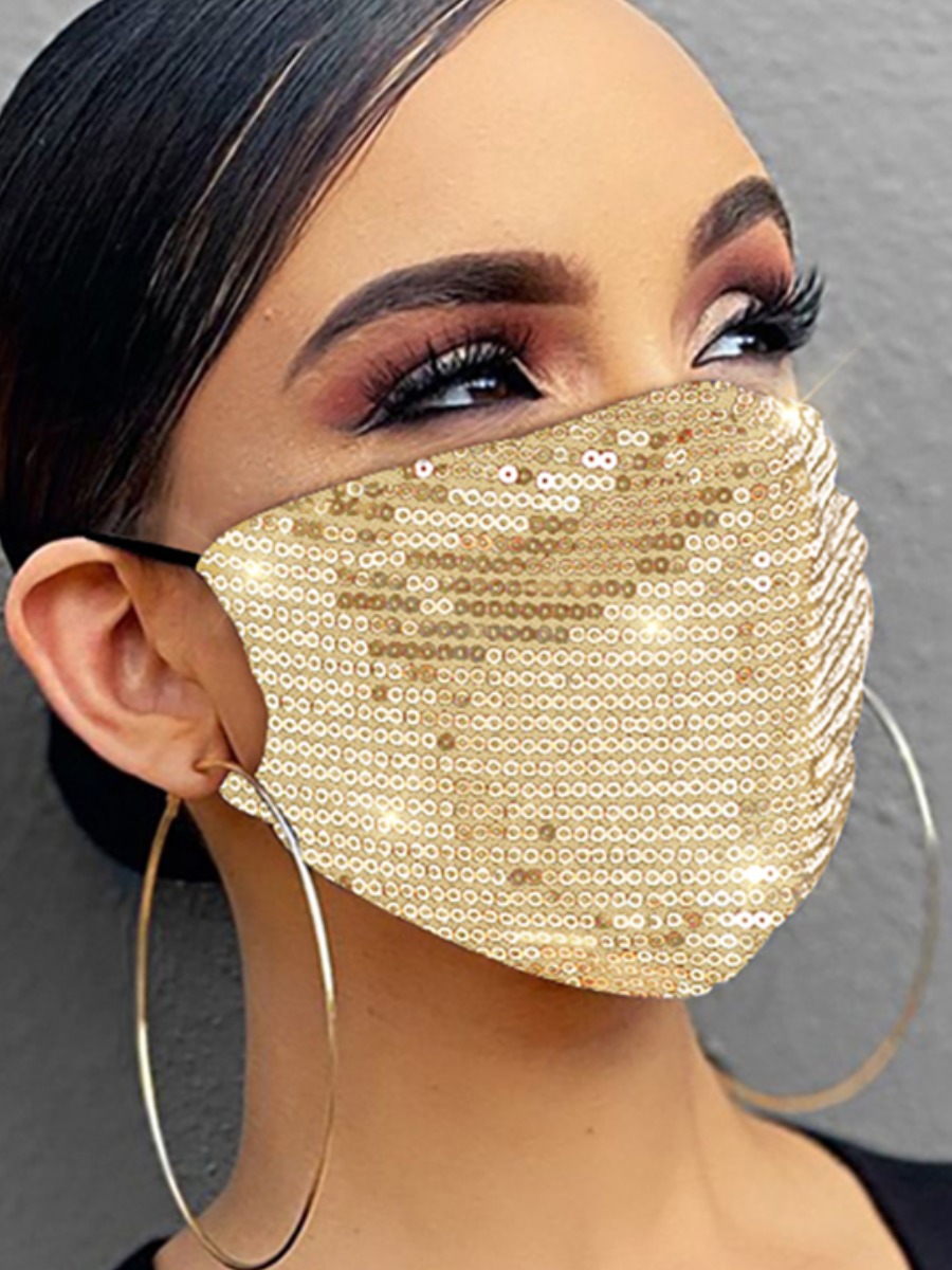 

Lovely Sequined Gold Face Mask