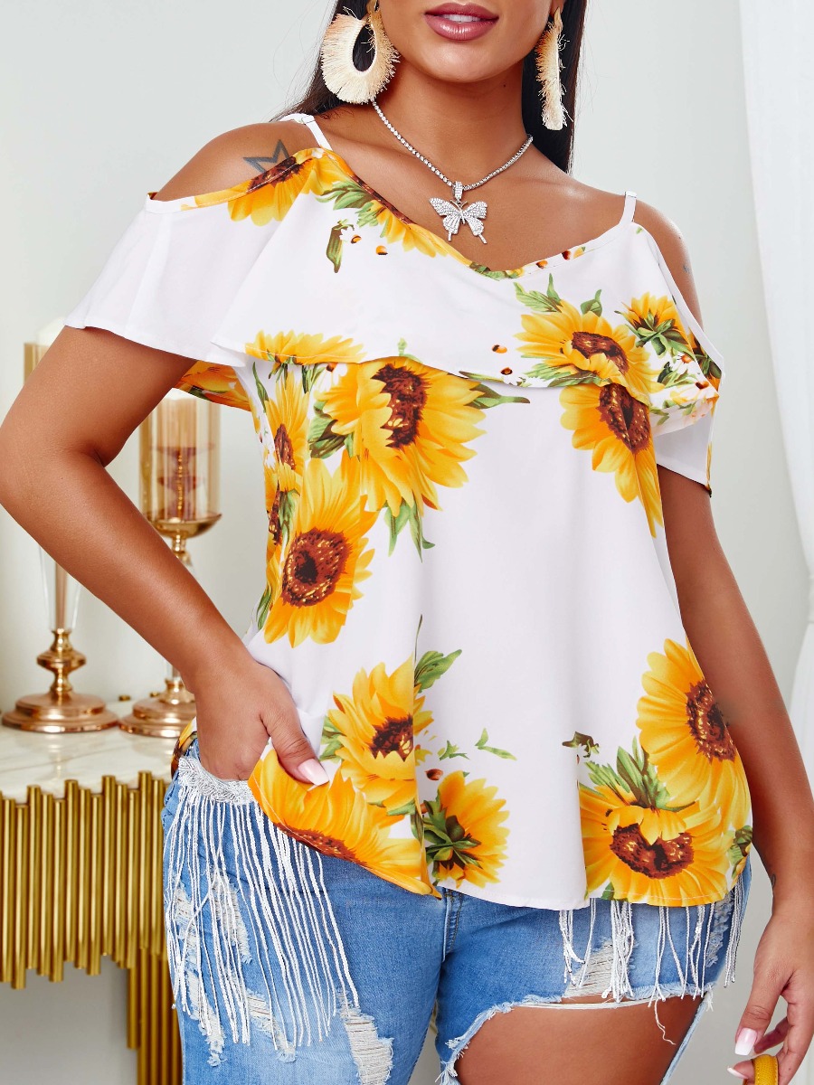 

lovely Casual Hollow-out Print White Blouse