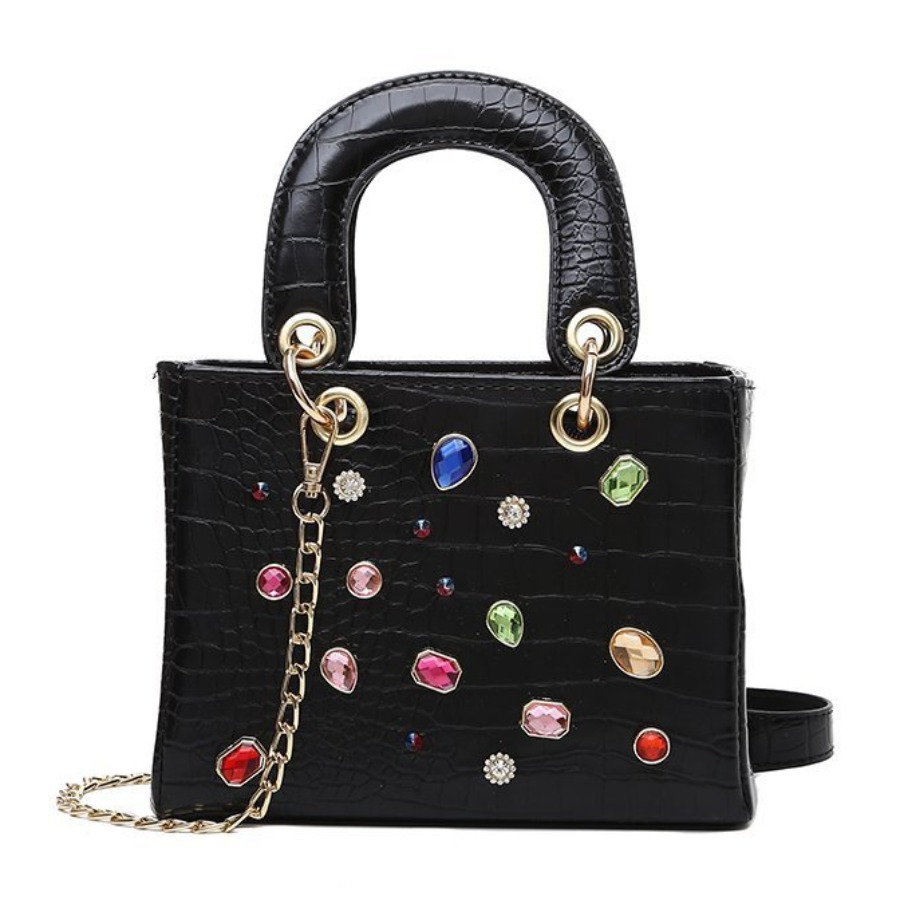 

lovely Trendy Rhinestone Decorative Black Crossbody Bag