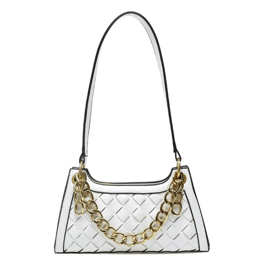 lovely Trendy Chain Strap White Shoulder Bag