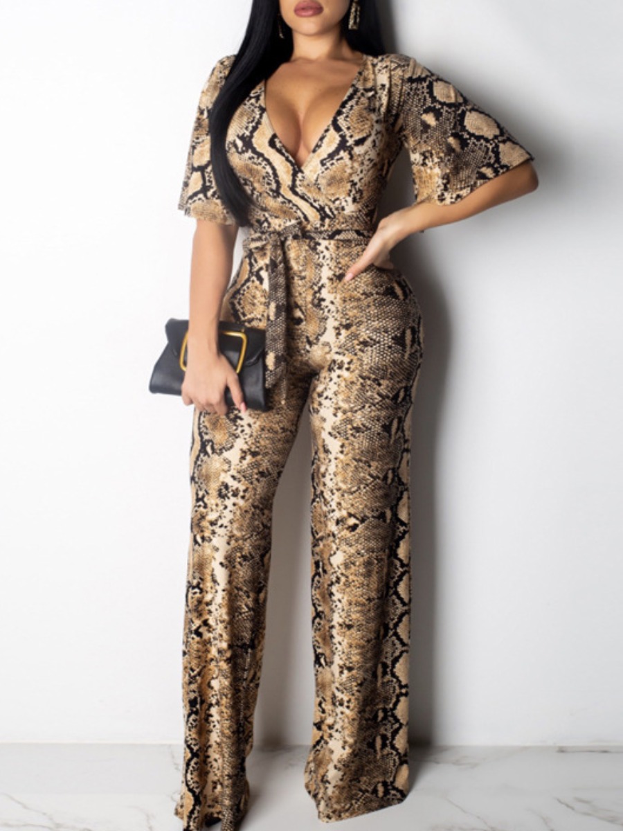 

lovely Trendy Snakeskin Print One-piece Jumpsuit, Cobra