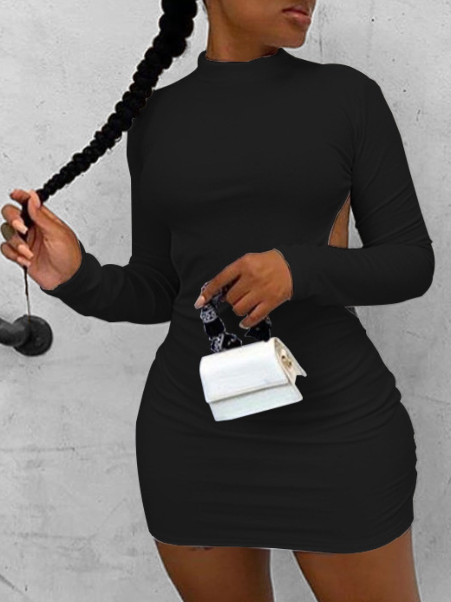

Lovely Sexy Backless Skinny Black Mini Dress