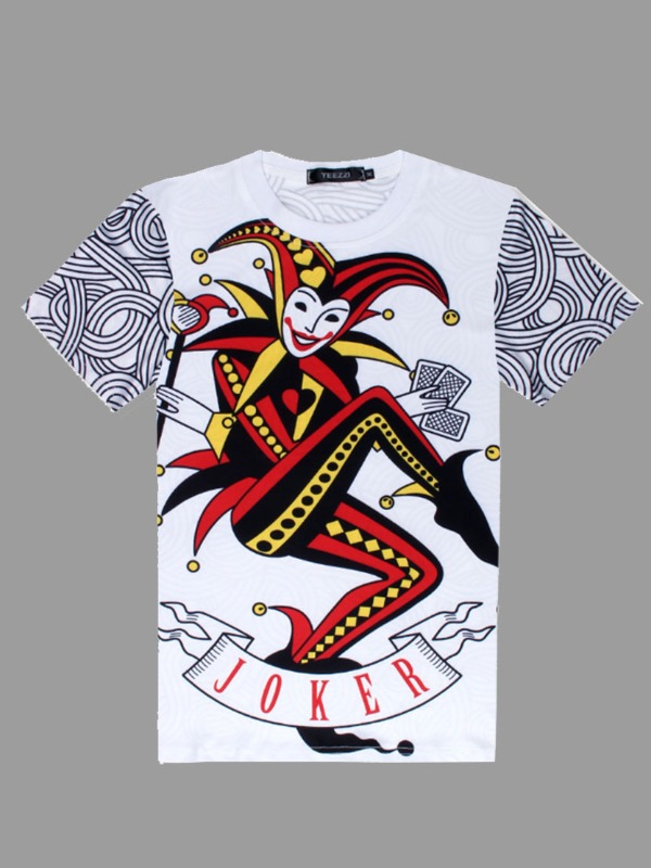 

Men lovely Casual O Neck Print Patchwork White T-shirt