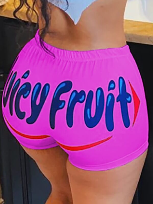 

Lovely Casual Letter Rose Red Shorts