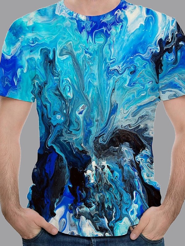 

lovely Casual O Neck Print Blue T-shirt