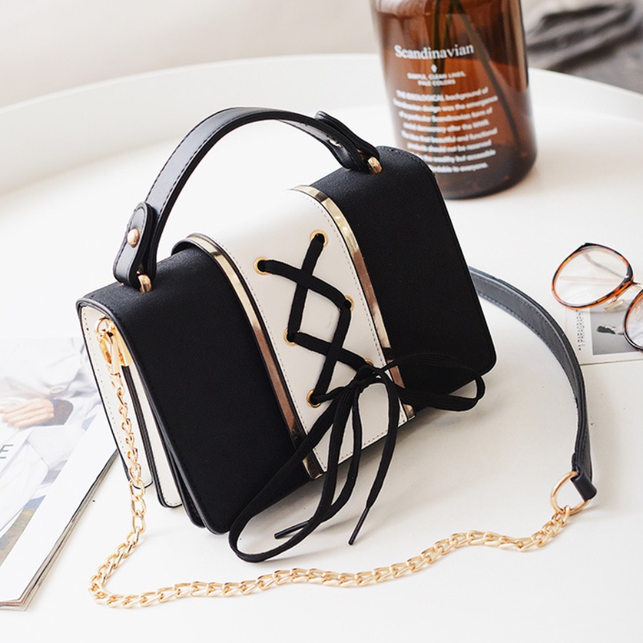 

lovely Stylish Patchwork Black Crossbody Bag
