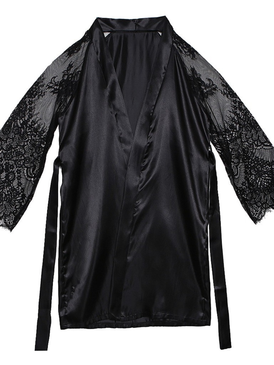 

lovely Sexy Lace Patchwork Black Sleepwear