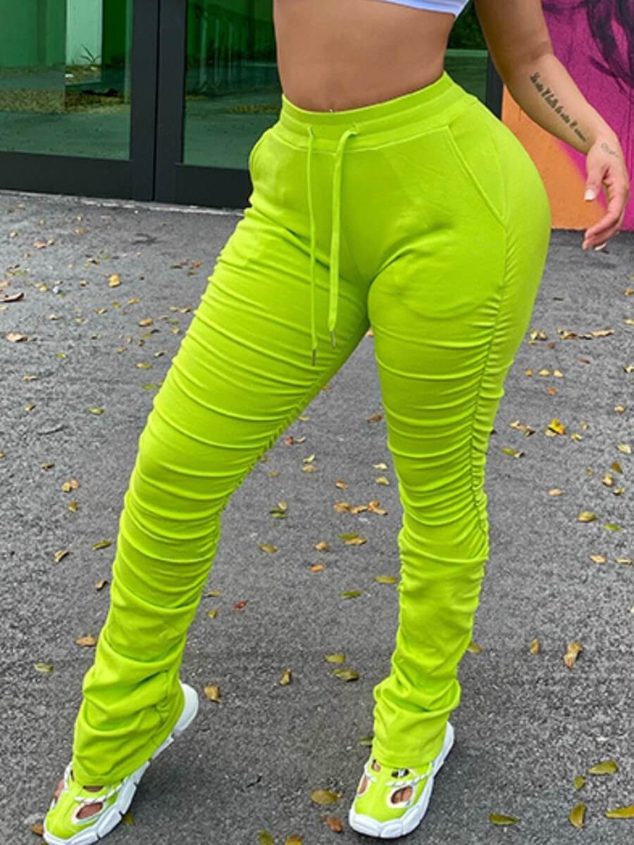 

Lovely Street Fold Design Green Pants