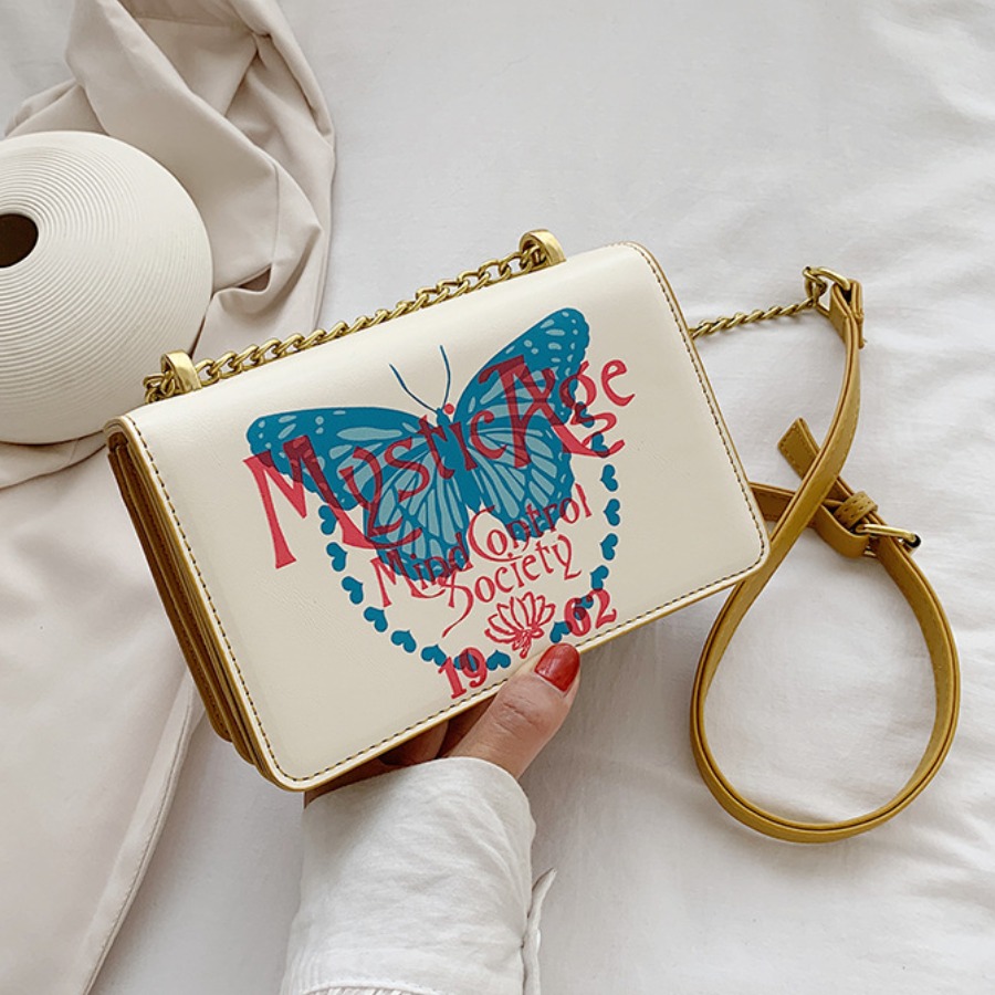 

lovely Stylish Chain Strap Butterfly Yellow Crossbody Bag