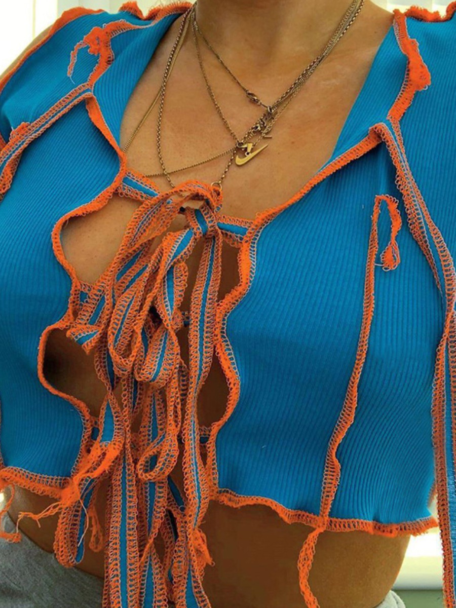 lovely Street Bandage Design Blue Camisole