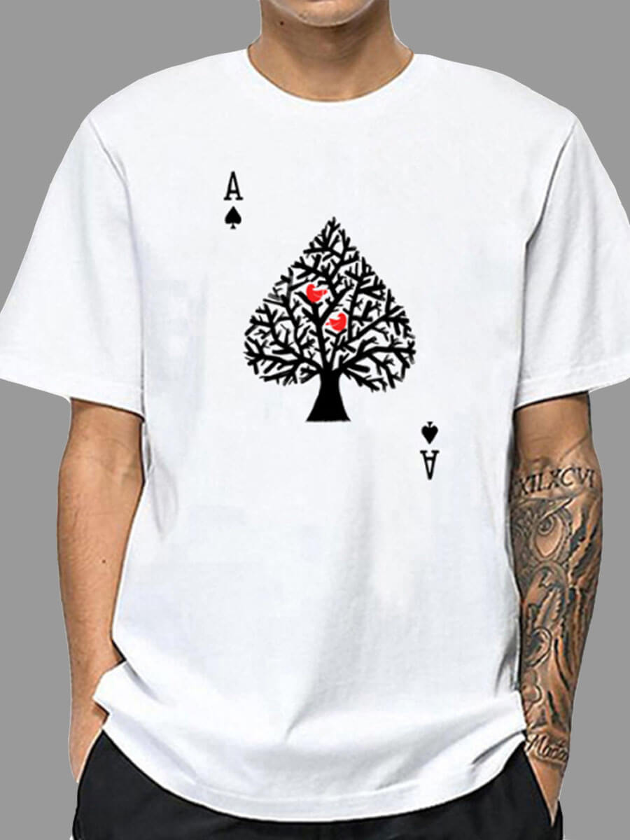 

Men Lovely Leisure O Neck Print White T-shirt