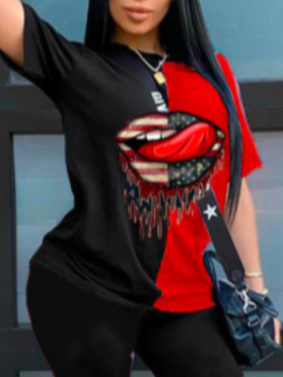 

LW Casual O Neck Print Black T-shirt (Without Bag)