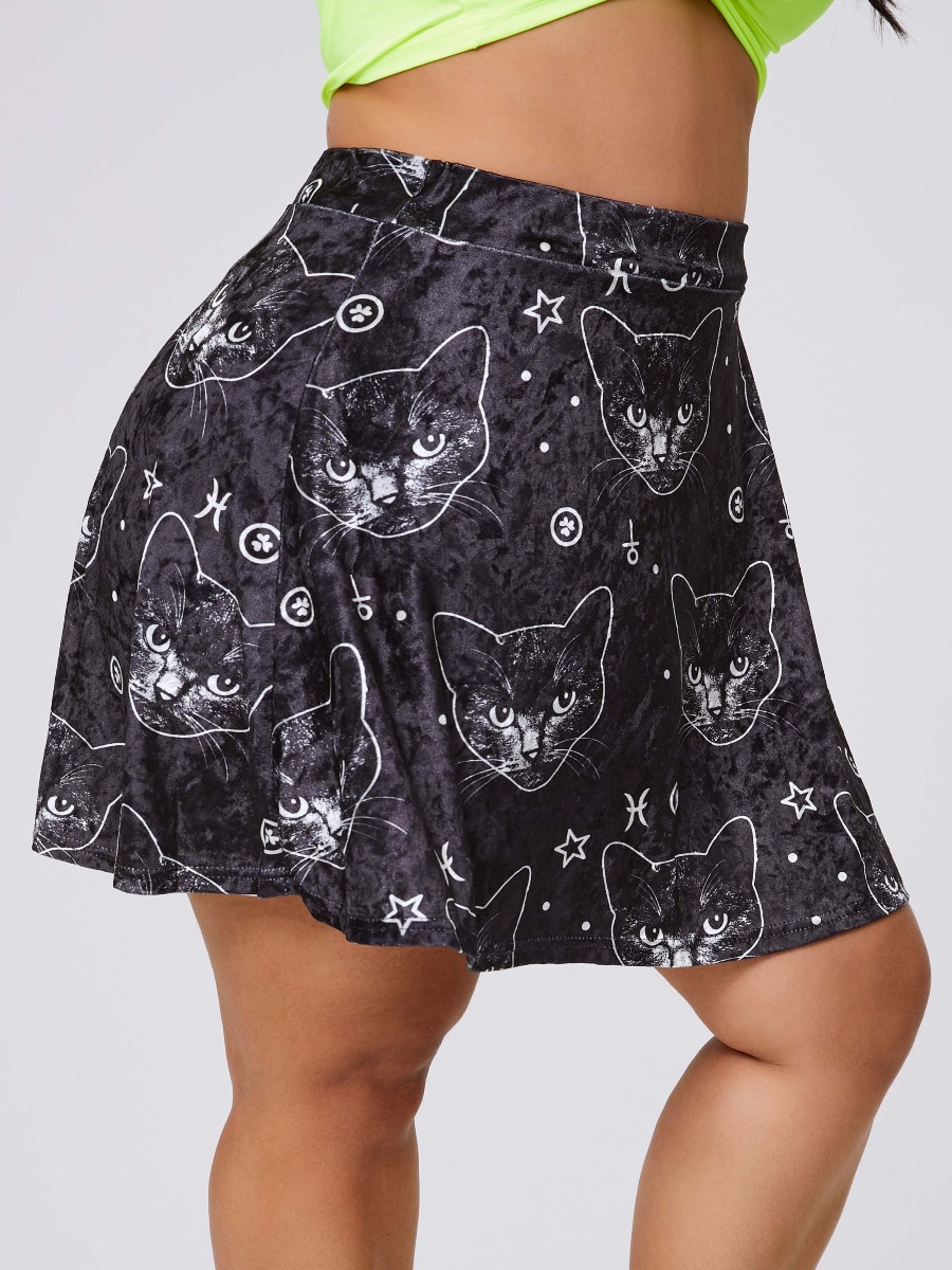 

lovely Trendy Print Black Plus Size Skirt