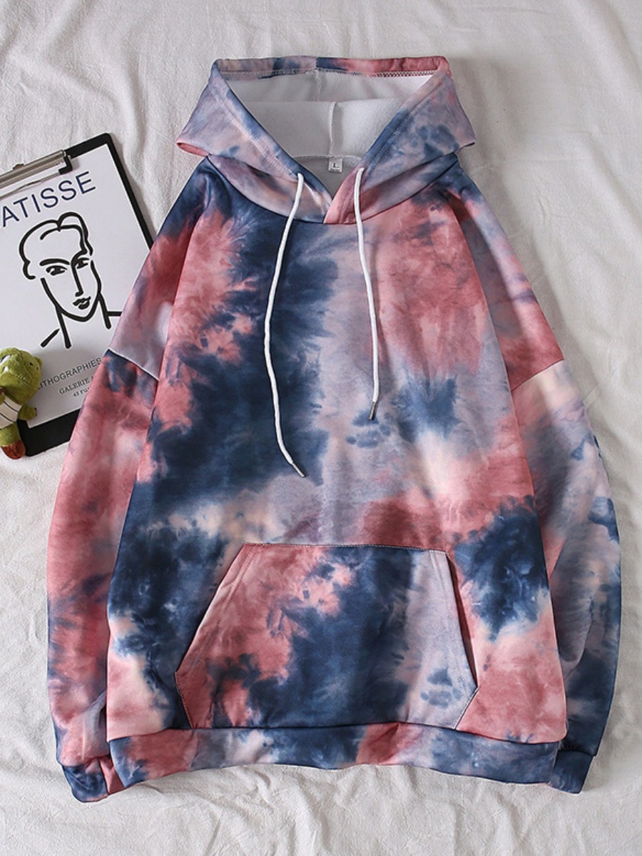 

Men lovely Street Hooded Collar Tie-dye Blue Hoodie