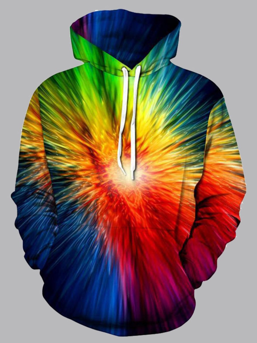 

Men lovely Trendy Hooded Collar Tie-dye Multicolor Hoodie, Multi