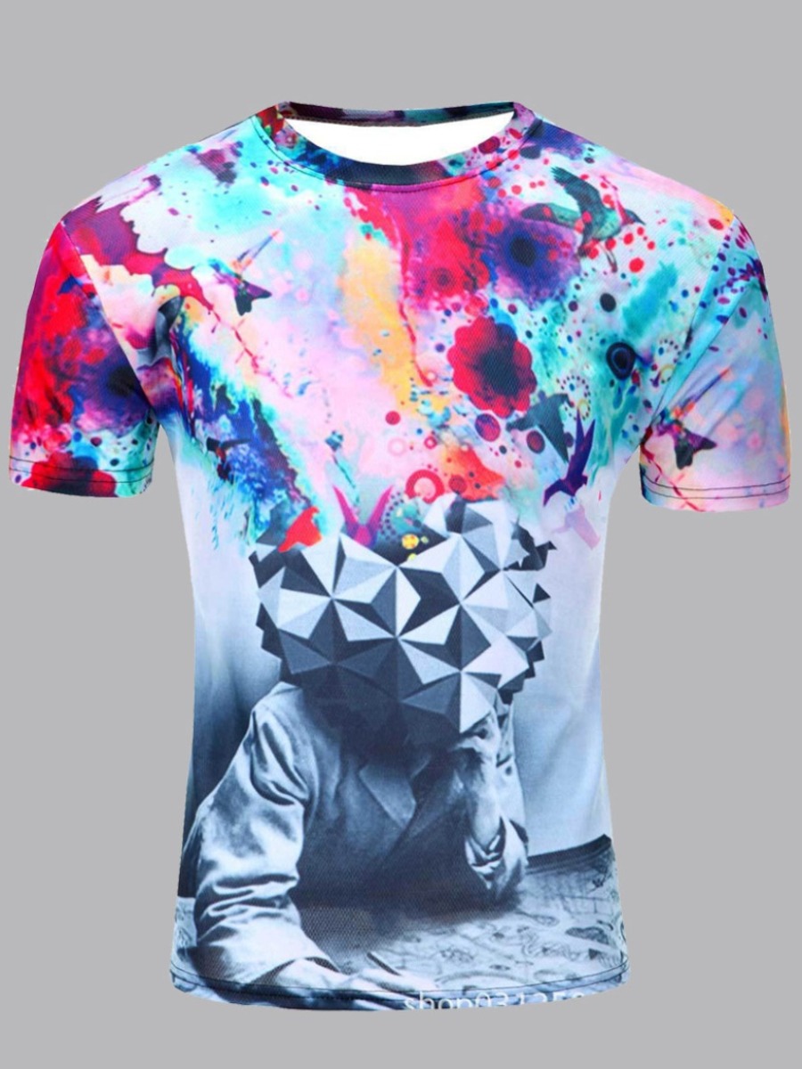 

Men lovely Casual O Neck Print Multicolor T-shirt, Multi