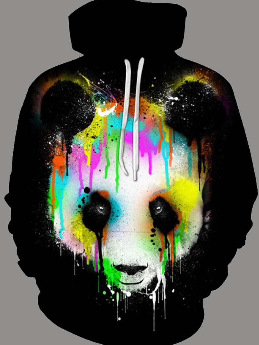 

Men lovely Street Hooded Collar Tie-dye Black Hoodie