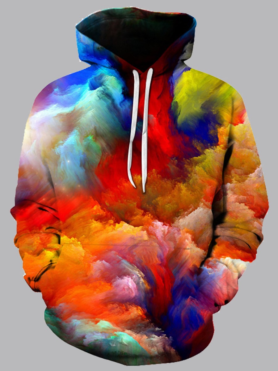 

Men lovely Street Hoodie Collar Print Orange Hoodie