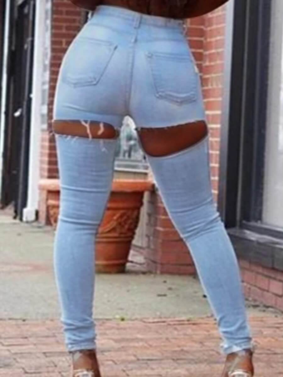 

LW Street Broken Holes Baby Blue Jeans