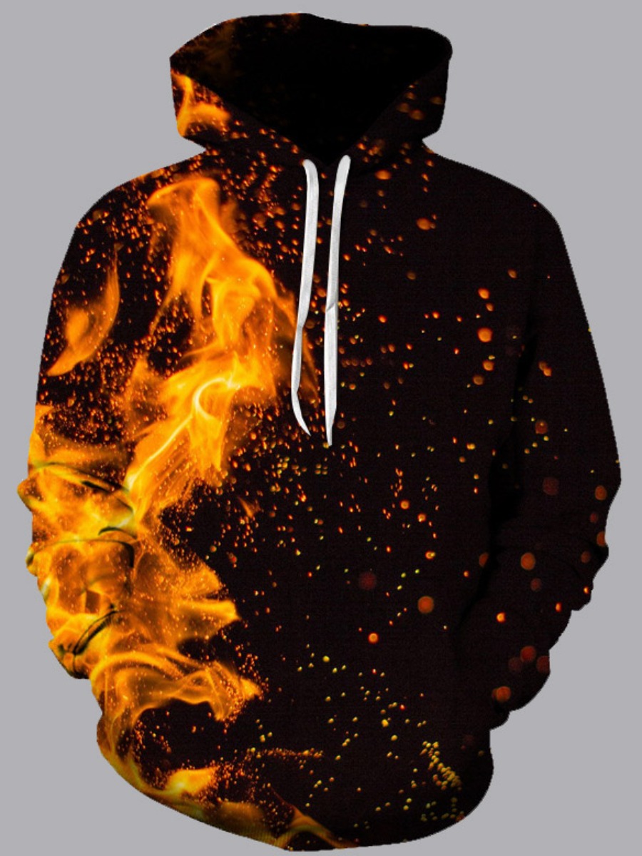 

Men lovely Street Hooded Collar Print Black Hoodie