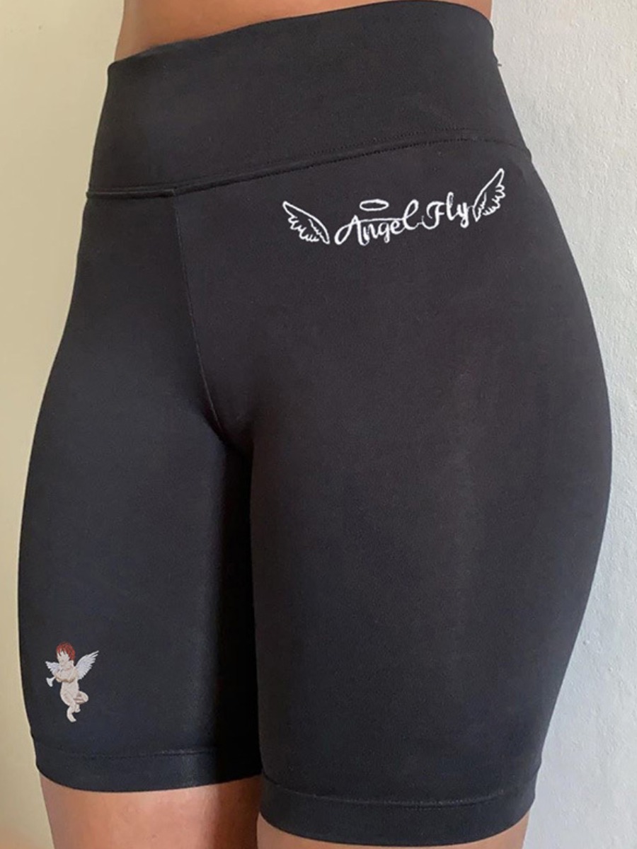 

lovely Street Print Black Shorts