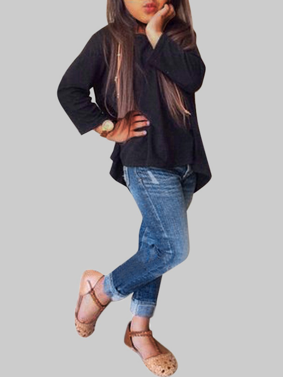 

lovely Casual O Neck Basic Skinny Black Girl Two-piece Pants Set