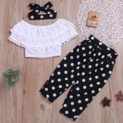 lovely Casual Dot Print White Girl Two-piece Pants